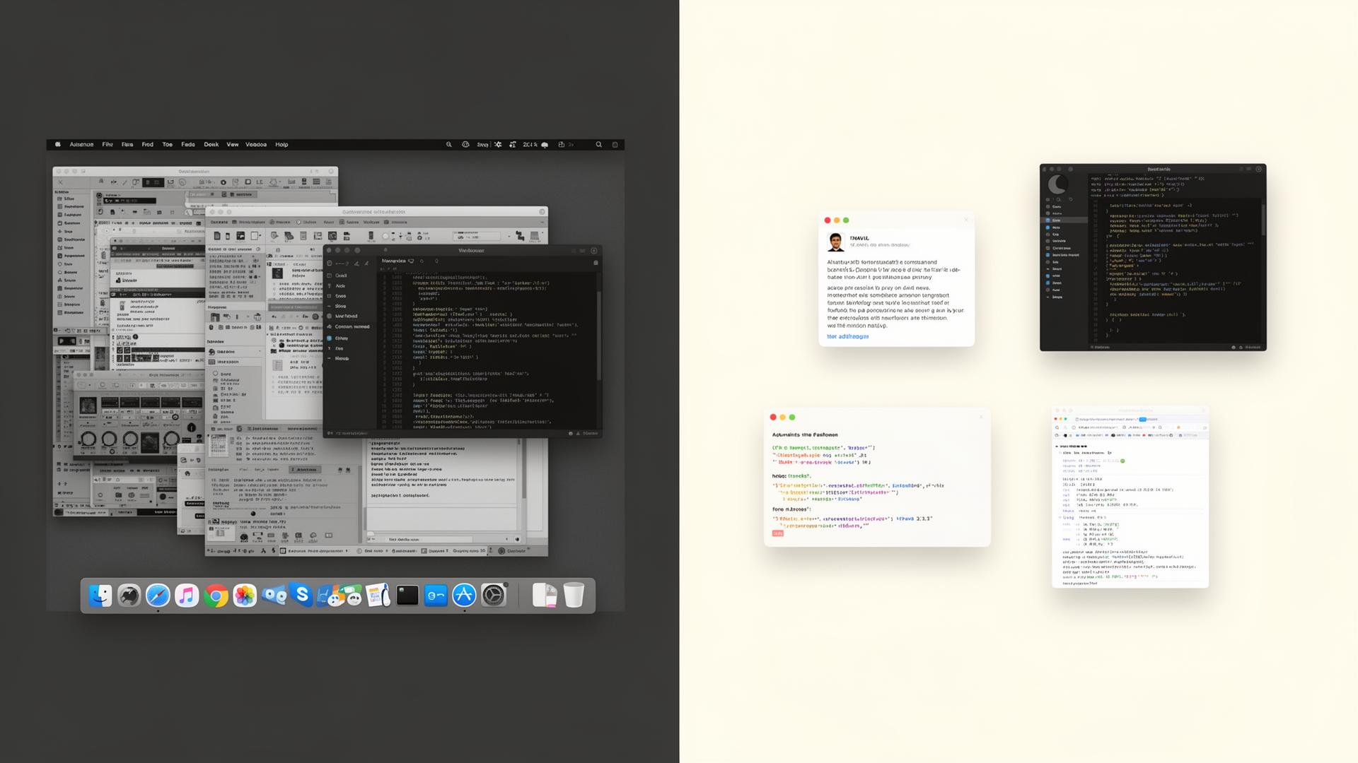 Cluttered traditional OS versus Portal's intuitive workspace
